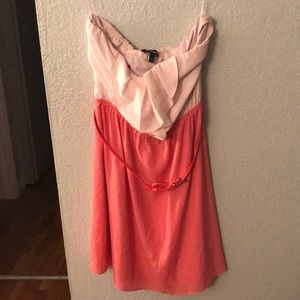 Size 12 Express coral and pink strapless dress